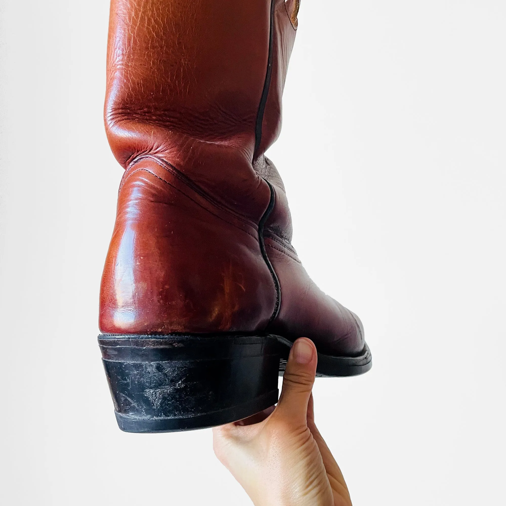 1970s Heavy-Duty Distressed Well Worn Cognac Leather Boots