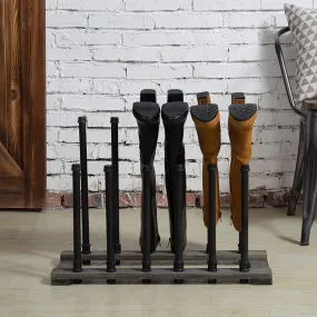 Black Metal Pipe & Grey Wood Freestanding Boot Holder