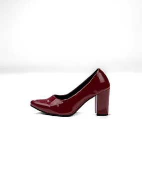 Block Heel Formal Pumps In Burgundy