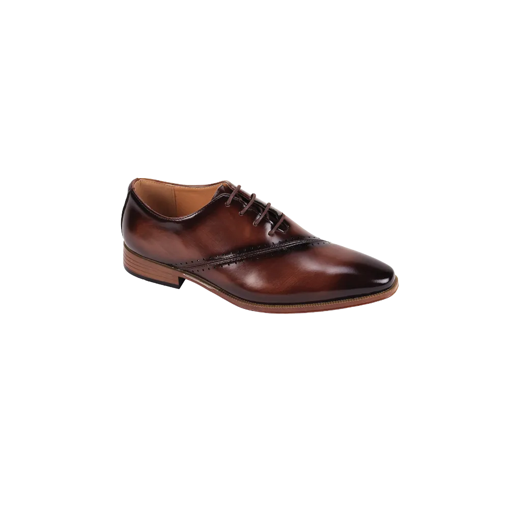 Brown Men's Lace-Up Dress Shoes Plain Toe Formal Oxfords Style No-7028