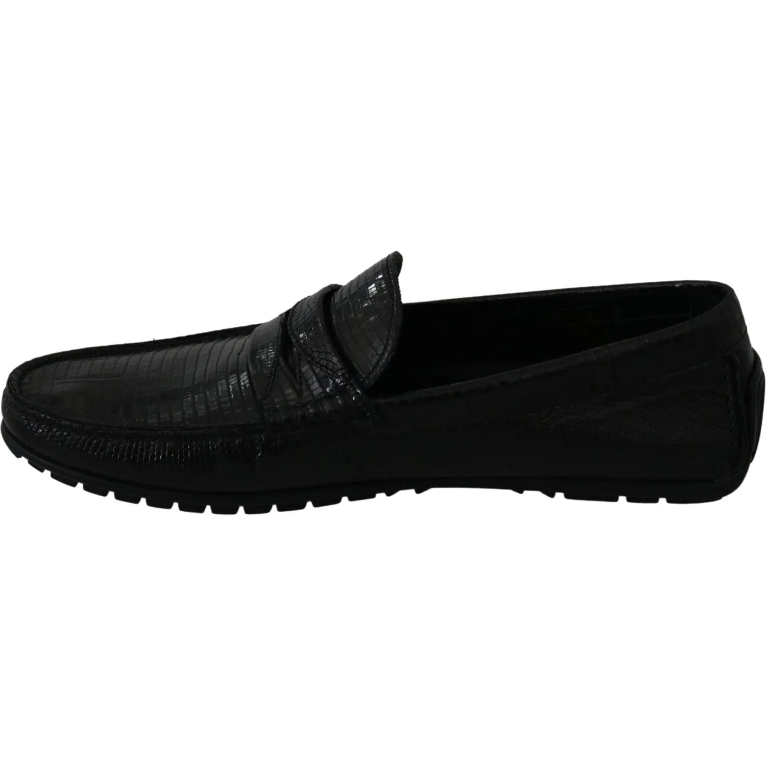 Dolce & Gabbana Exquisite Black Lizard Leather Loafers