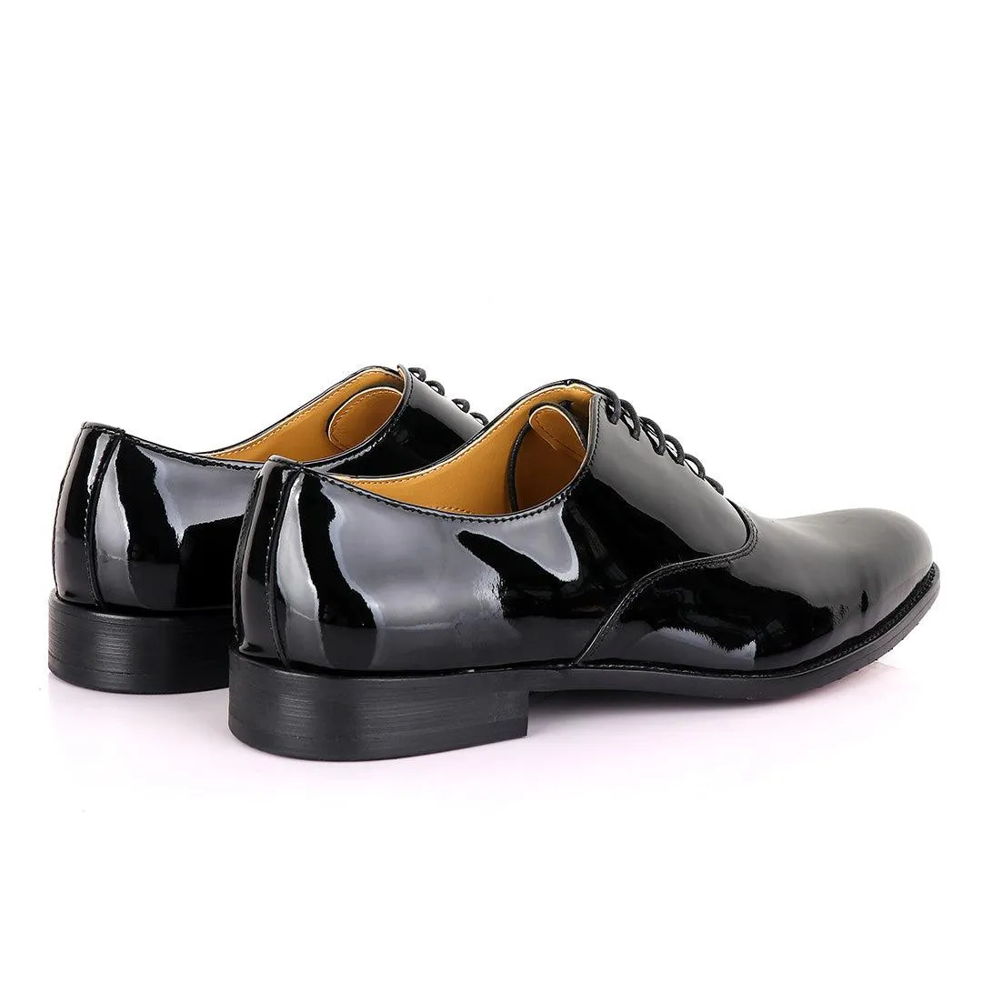 John Mendson Black Wetlips Derby Lace up Loafers