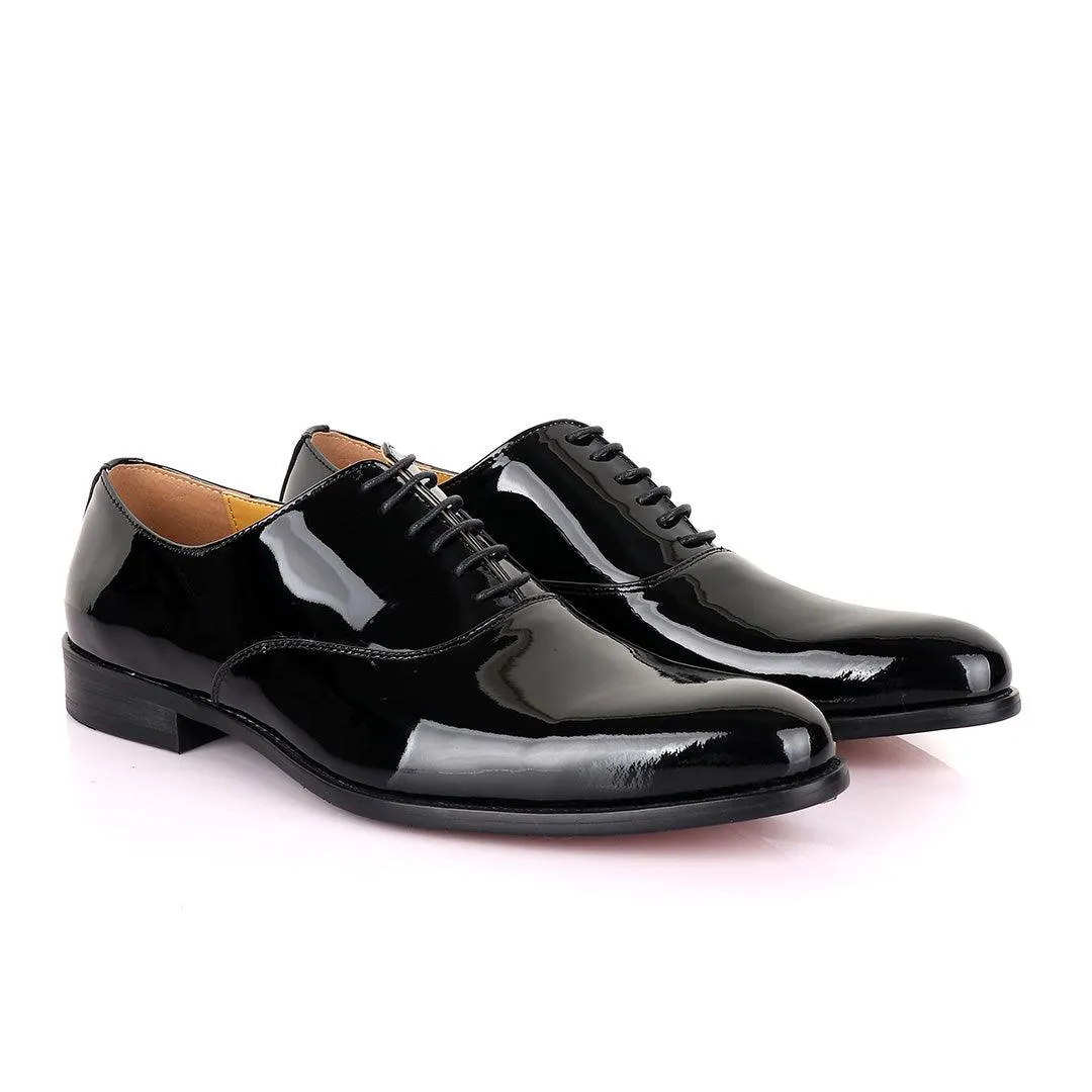 John Mendson Black Wetlips Derby Lace up Loafers