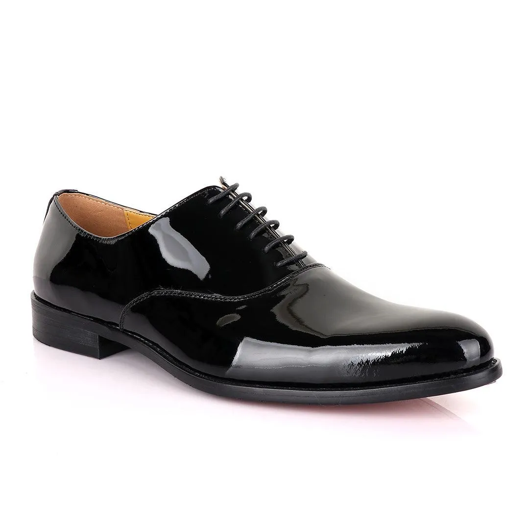 John Mendson Black Wetlips Derby Lace up Loafers