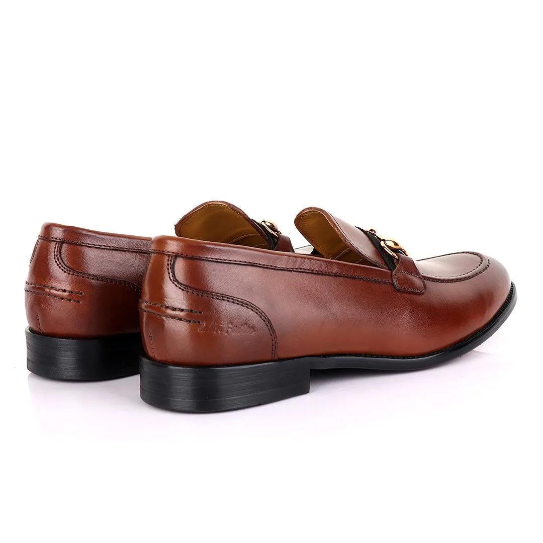 John Mendson Strap Leather Brown Loafers