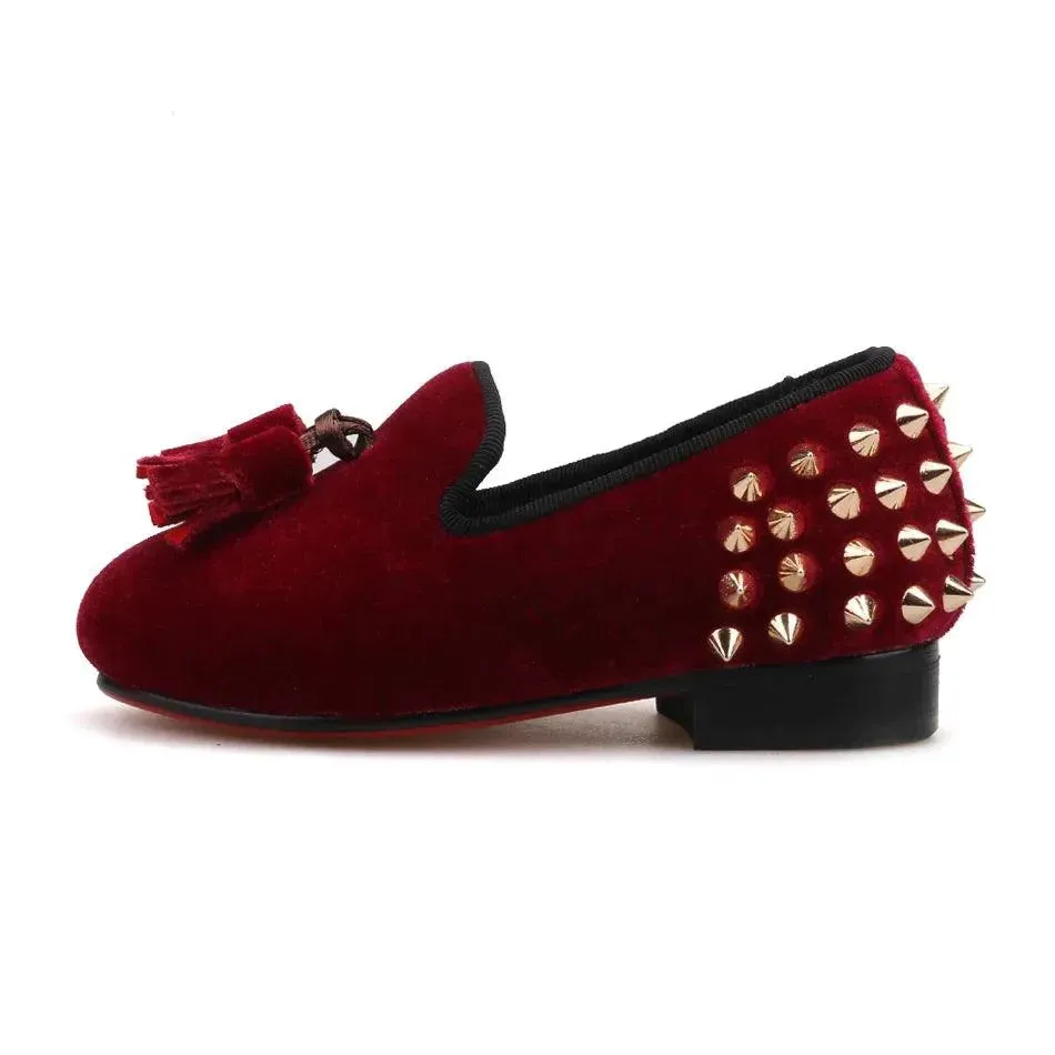 Kids Loafers Burgundy Kids Loafers With Tassel Studs Casual Shoes