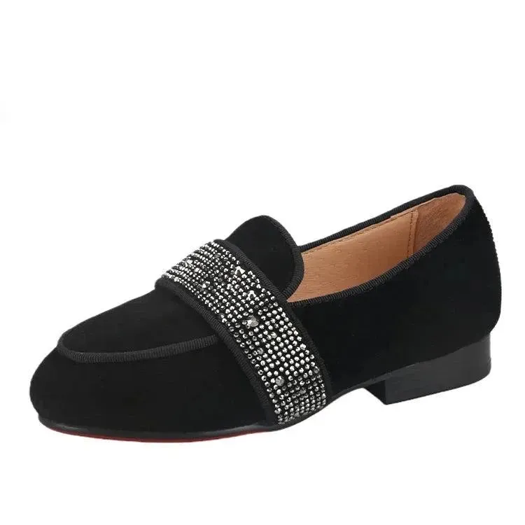 Kids Loafers Twinkle-Toes: Sparkling Steps Handcrafted Rhinestone Kids' Loafers