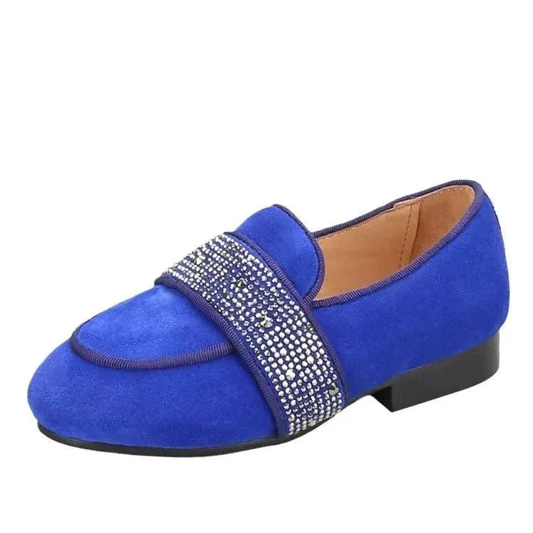 Kids Loafers Twinkle-Toes: Sparkling Steps Handcrafted Rhinestone Kids' Loafers