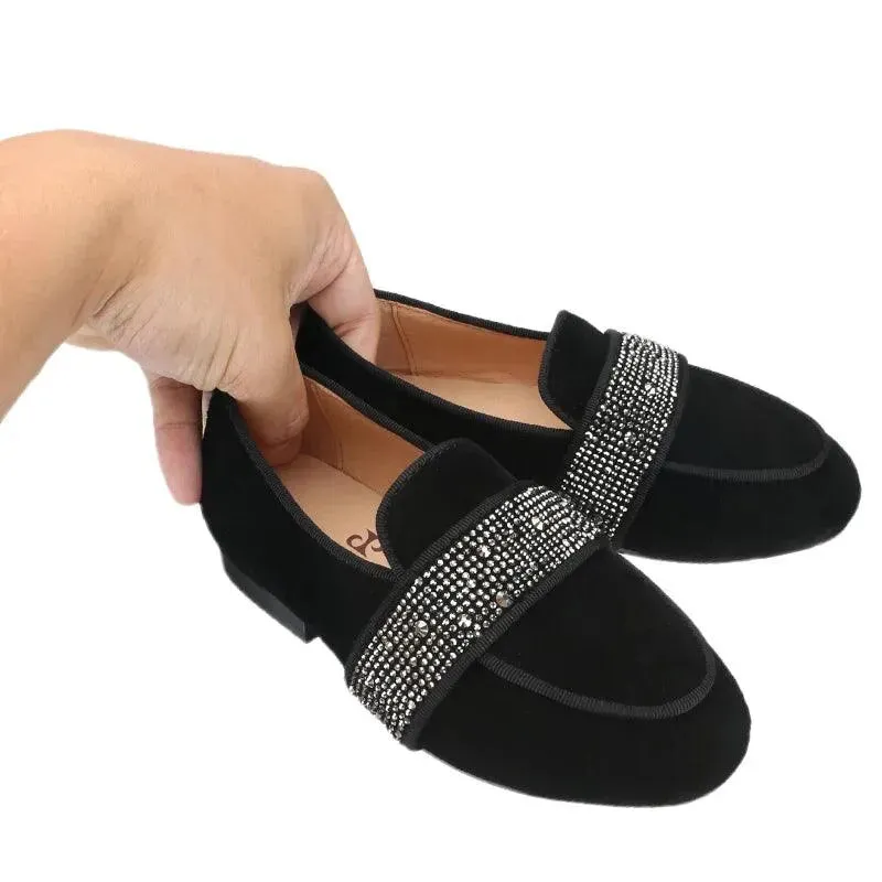 Kids Loafers Twinkle-Toes: Sparkling Steps Handcrafted Rhinestone Kids' Loafers