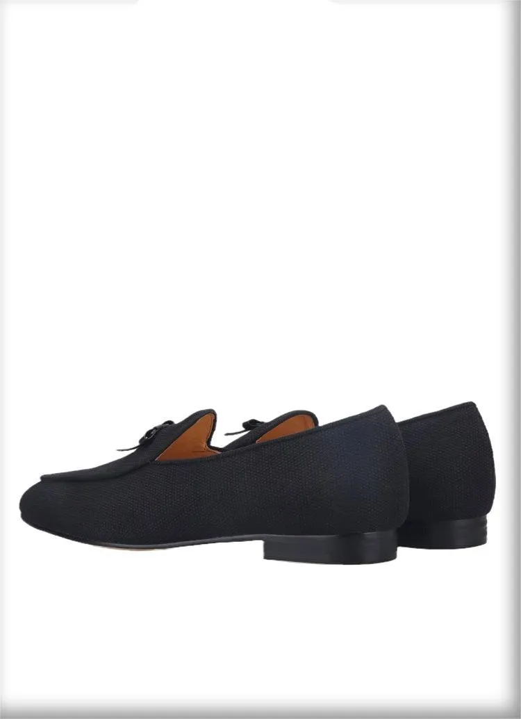 Leather Bow Tie Men Loafers - Men Shoes