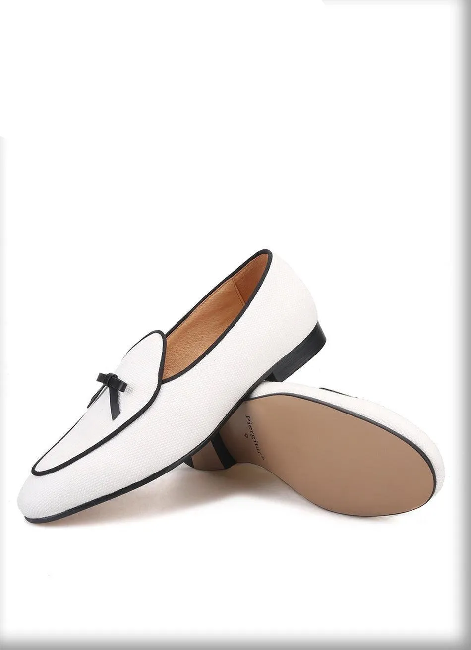 Leather Bow Tie Men Loafers - Men Shoes