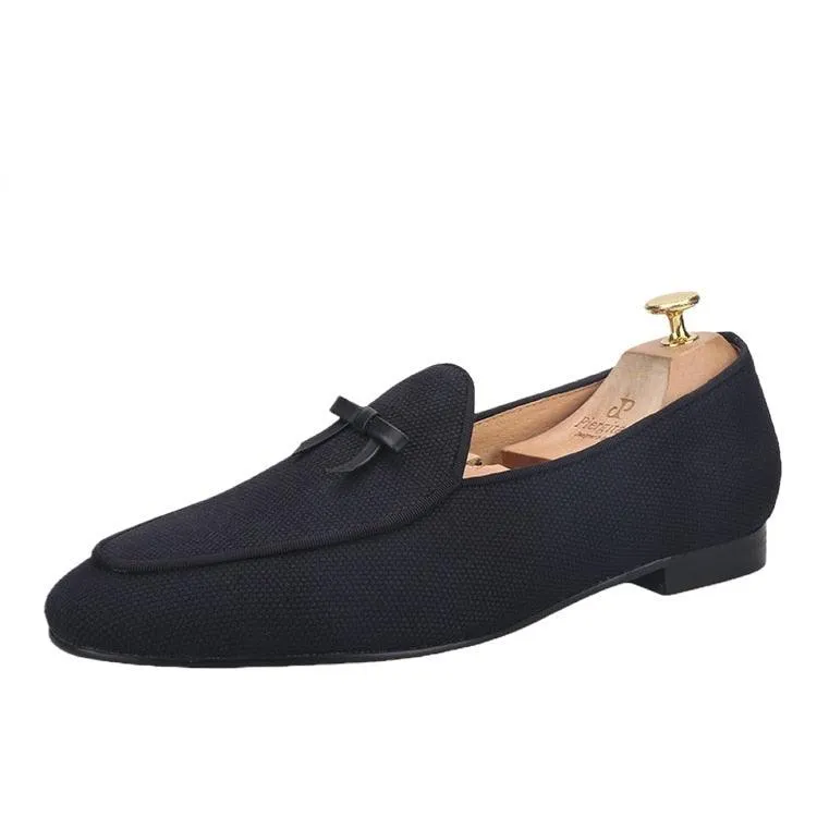 Leather Bow Tie Men Loafers - Men Shoes