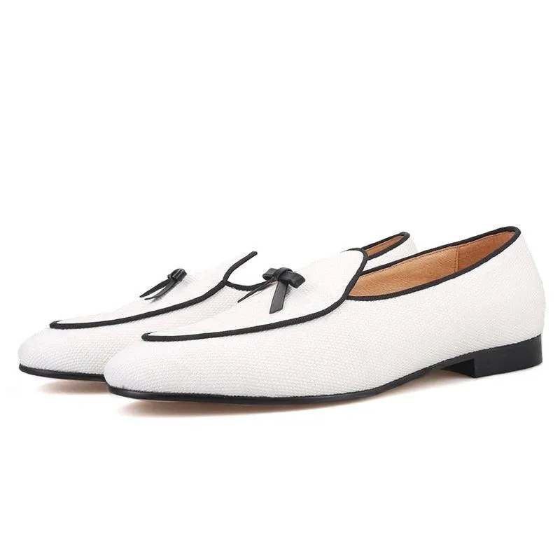 Leather Bow Tie Men Loafers - Men Shoes