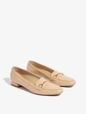 LUNA BLU Beige Metal-Detailed Loafers