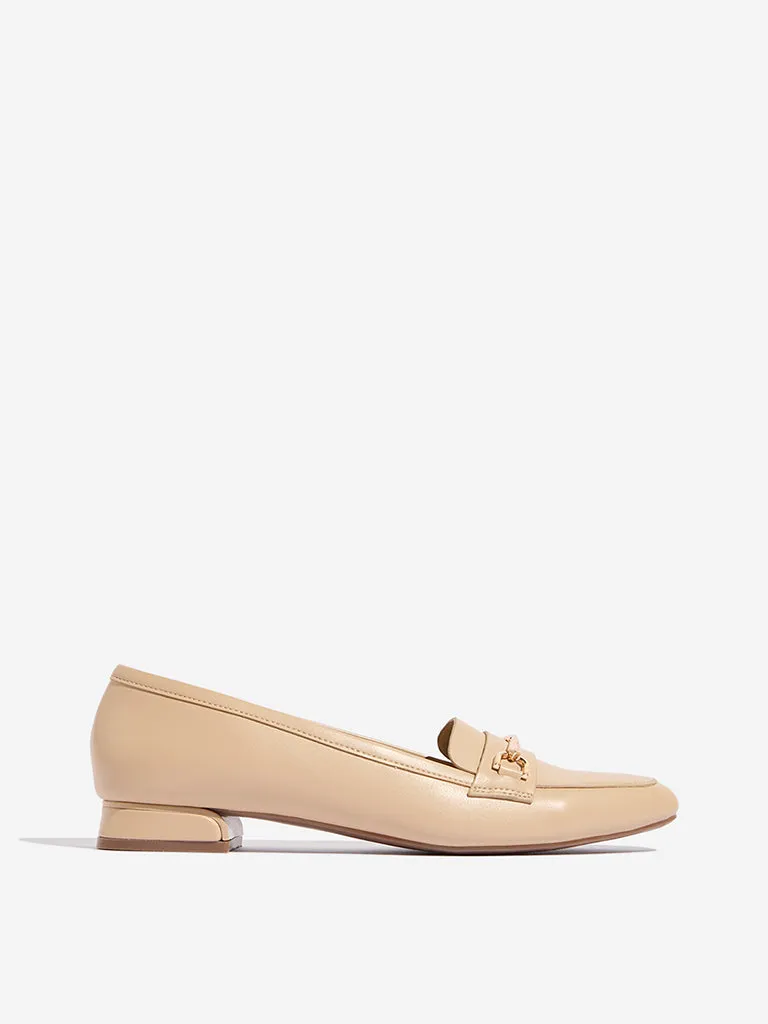 LUNA BLU Beige Metal-Detailed Loafers