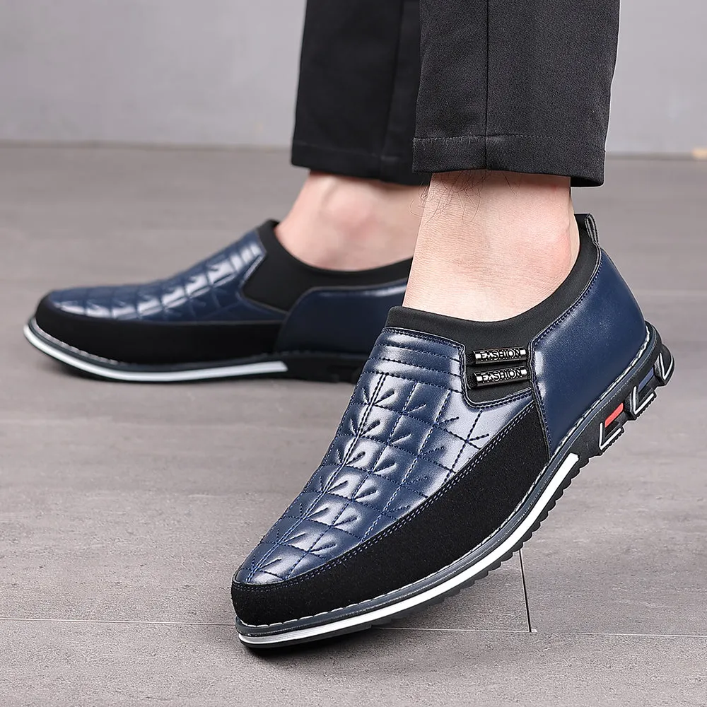 Men's Checkered Stitching Driving Loafers