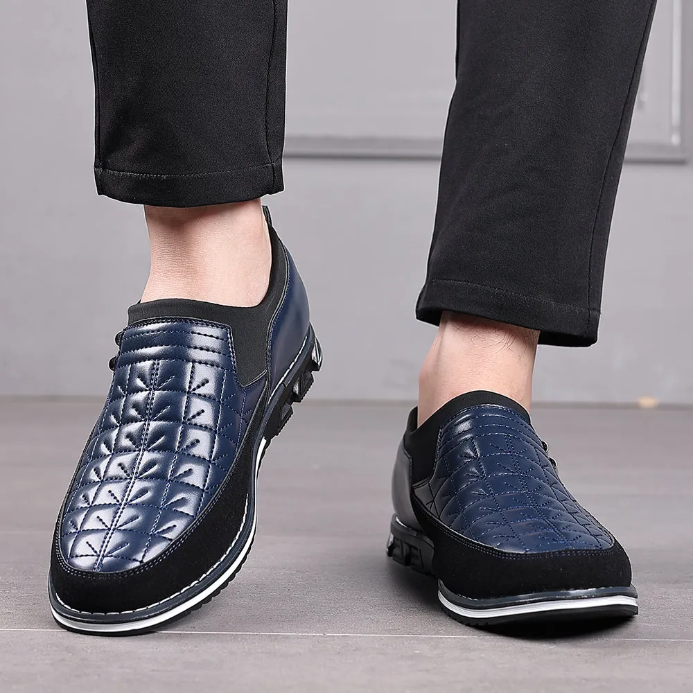 Men's Checkered Stitching Driving Loafers