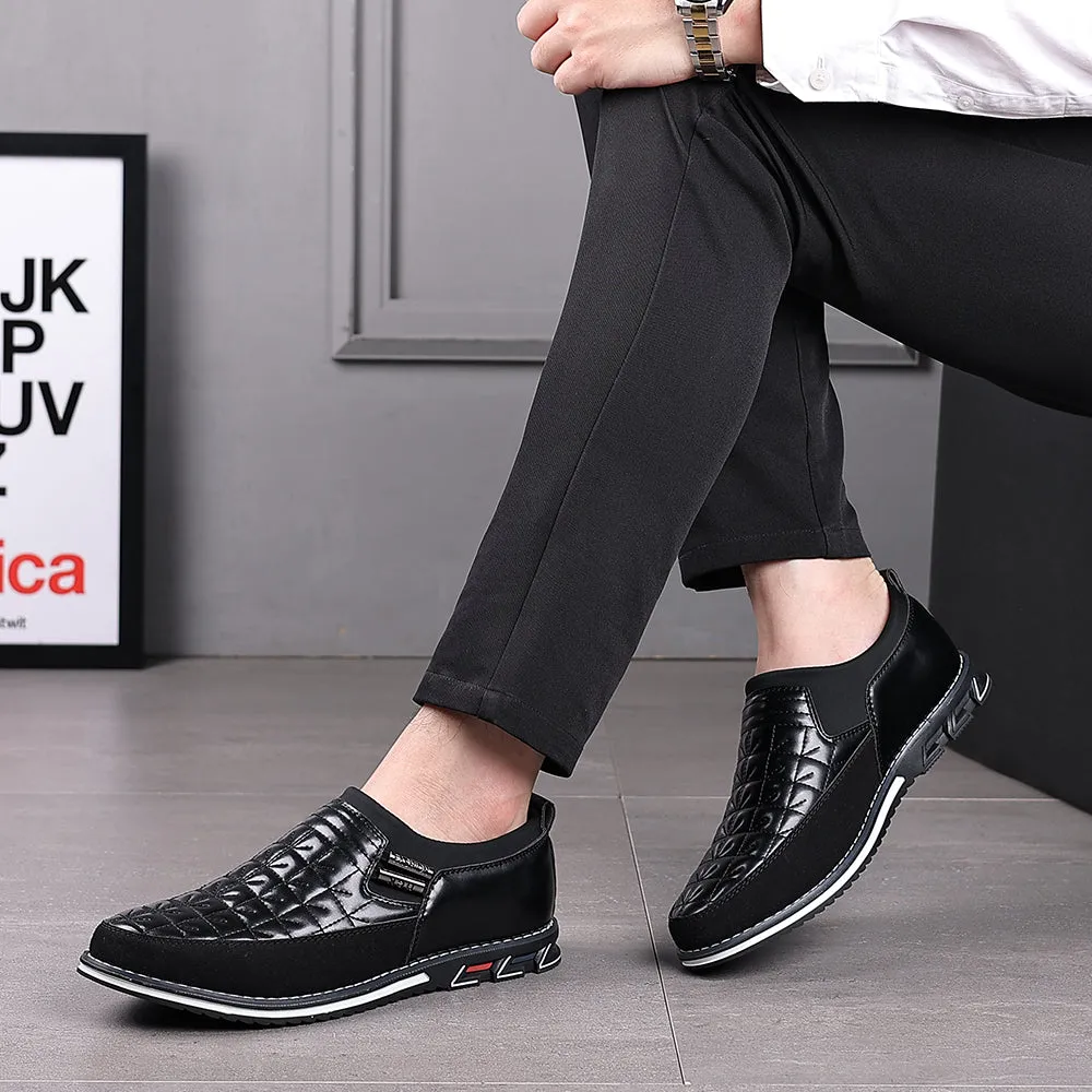 Men's Checkered Stitching Driving Loafers