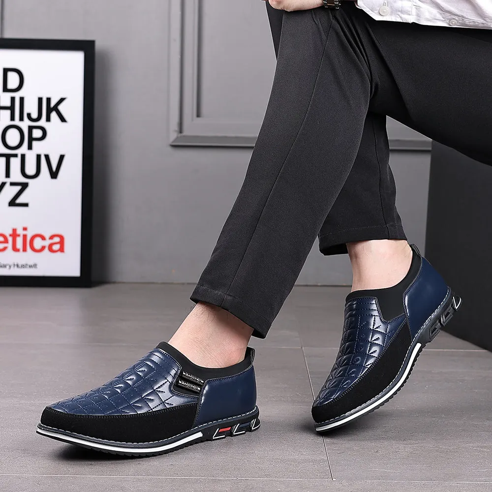 Men's Checkered Stitching Driving Loafers