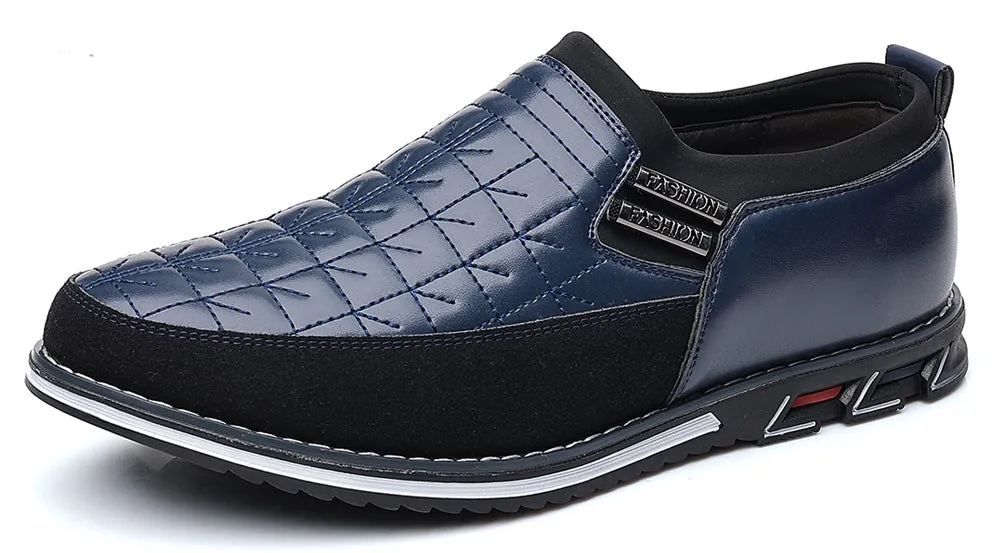 Men's Checkered Stitching Driving Loafers