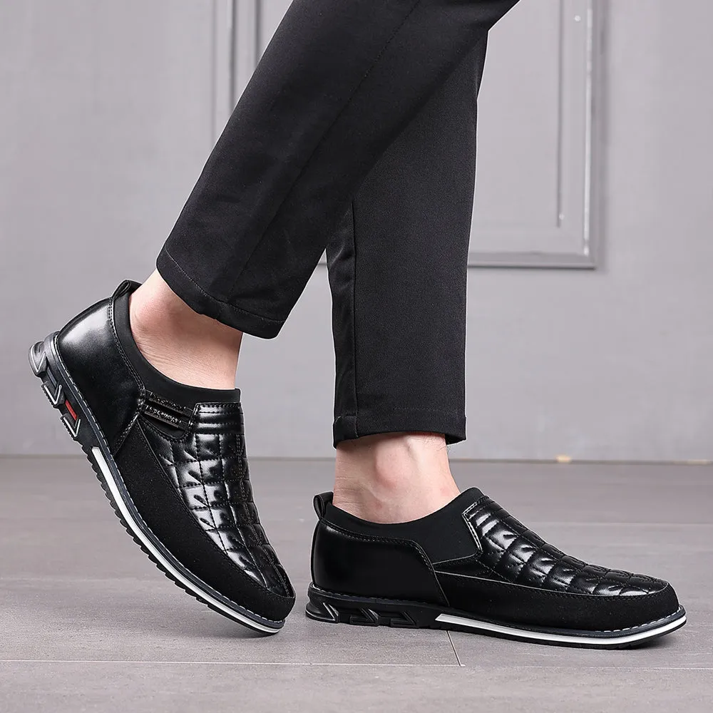 Men's Checkered Stitching Driving Loafers