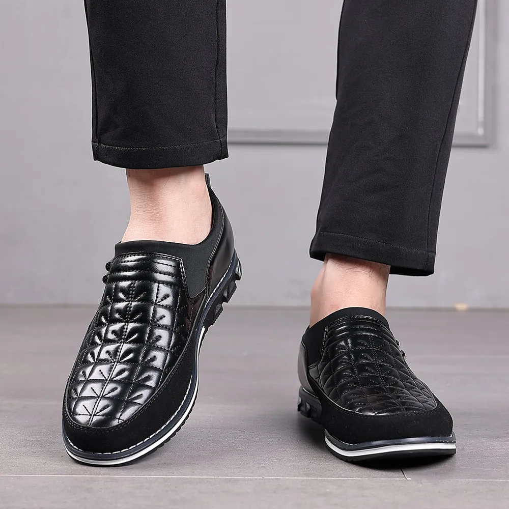 Men's Checkered Stitching Driving Loafers