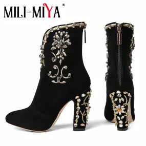 MILI-MIYA Suede Ankle Boots