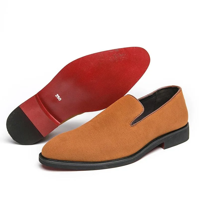 Red Sole Suede Formal Men Loafers - Men Shoes