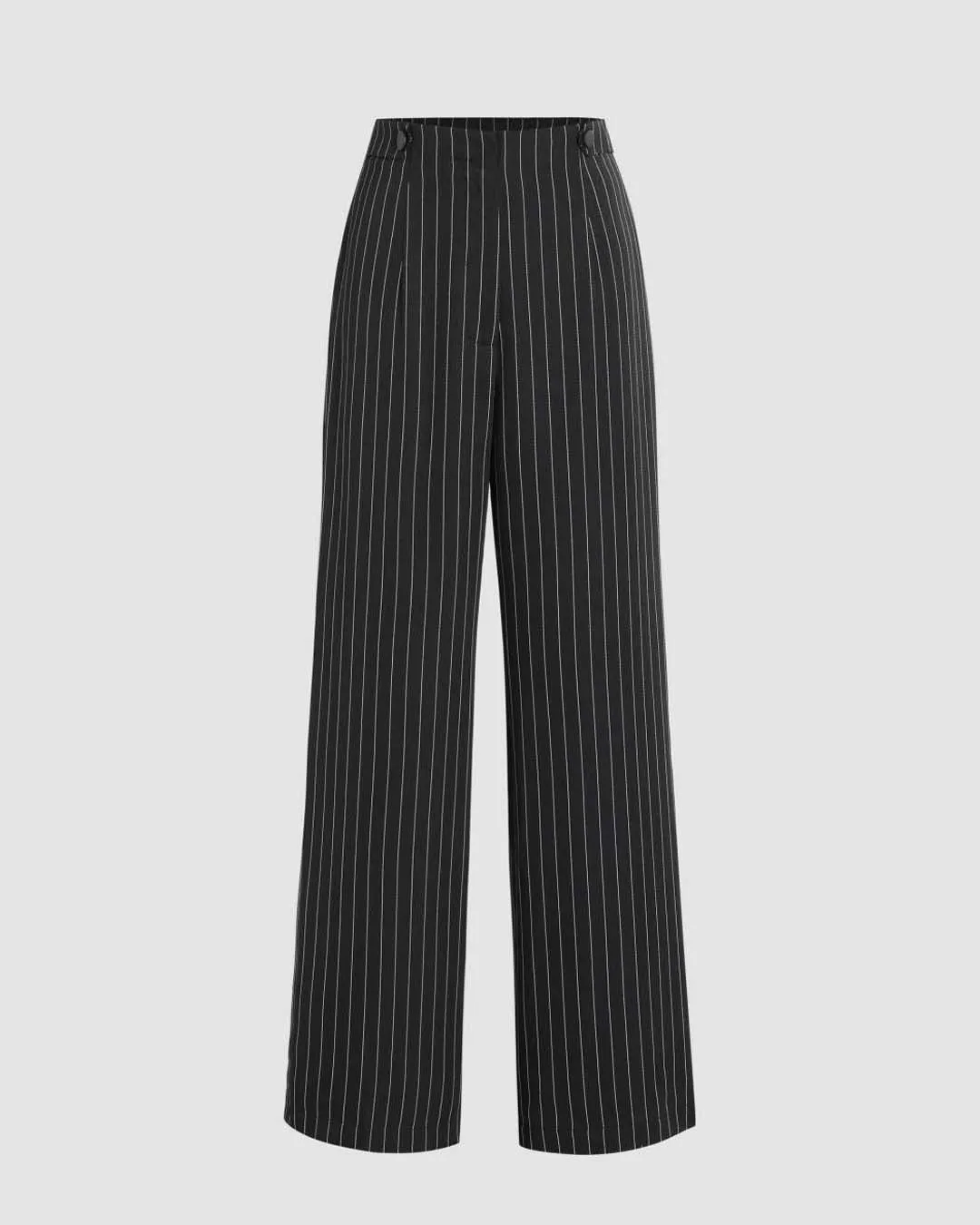 Set of Striped Front Button Blazer & Wide Leg Pants