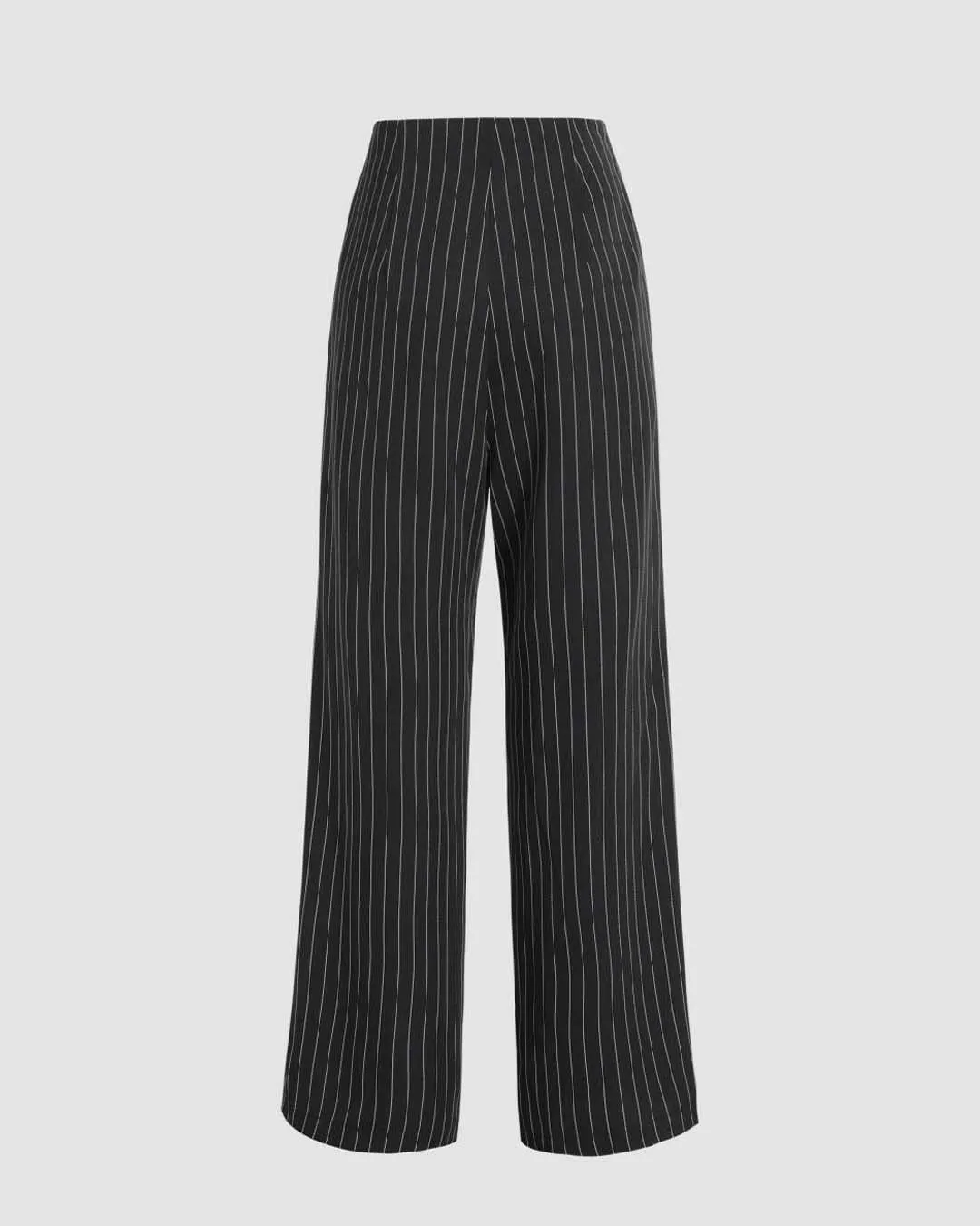 Set of Striped Front Button Blazer & Wide Leg Pants