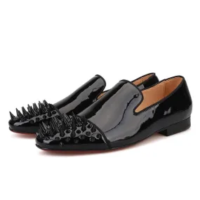 Spiked Patent Leather Men Loafers - Men Shoes