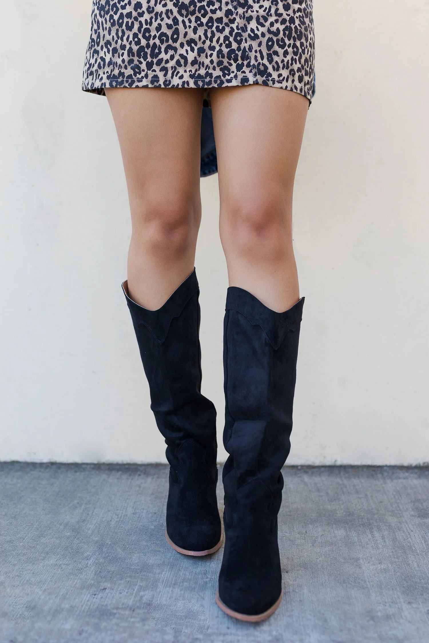 The Classy Suede Tall Western Boots