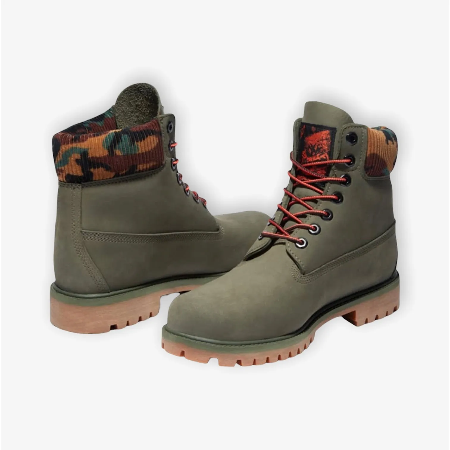 Timberland 6in Waterproof Boot Dark Green Nubuck W Camo A2KC5