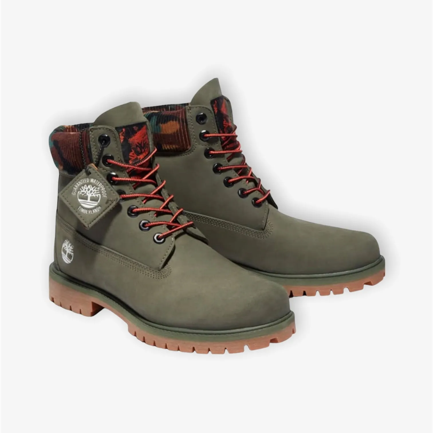 Timberland 6in Waterproof Boot Dark Green Nubuck W Camo A2KC5