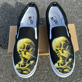 Vincent Van Gogh Smoking Skull BLVD Original Slip On Shoes