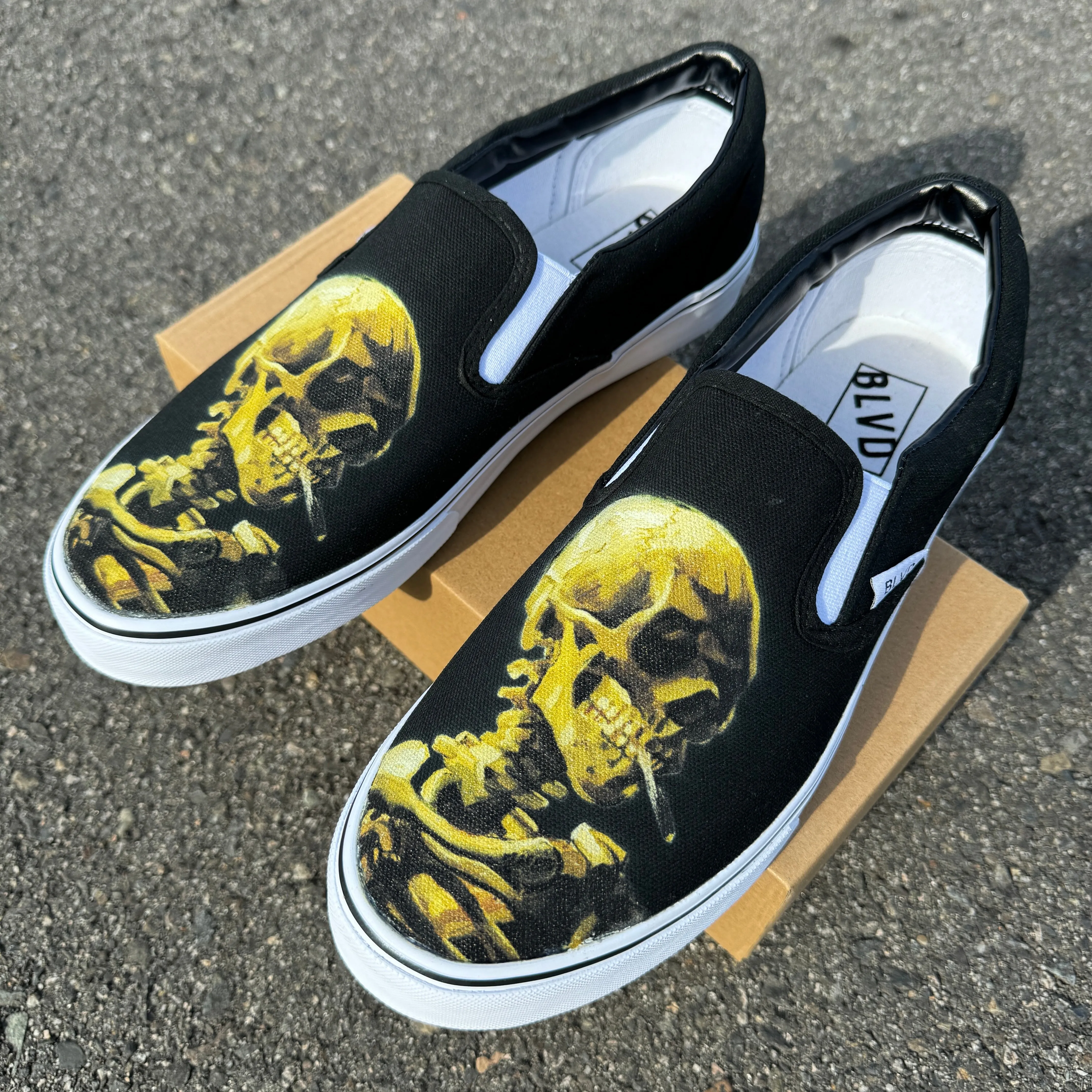 Vincent Van Gogh Smoking Skull BLVD Original Slip On Shoes