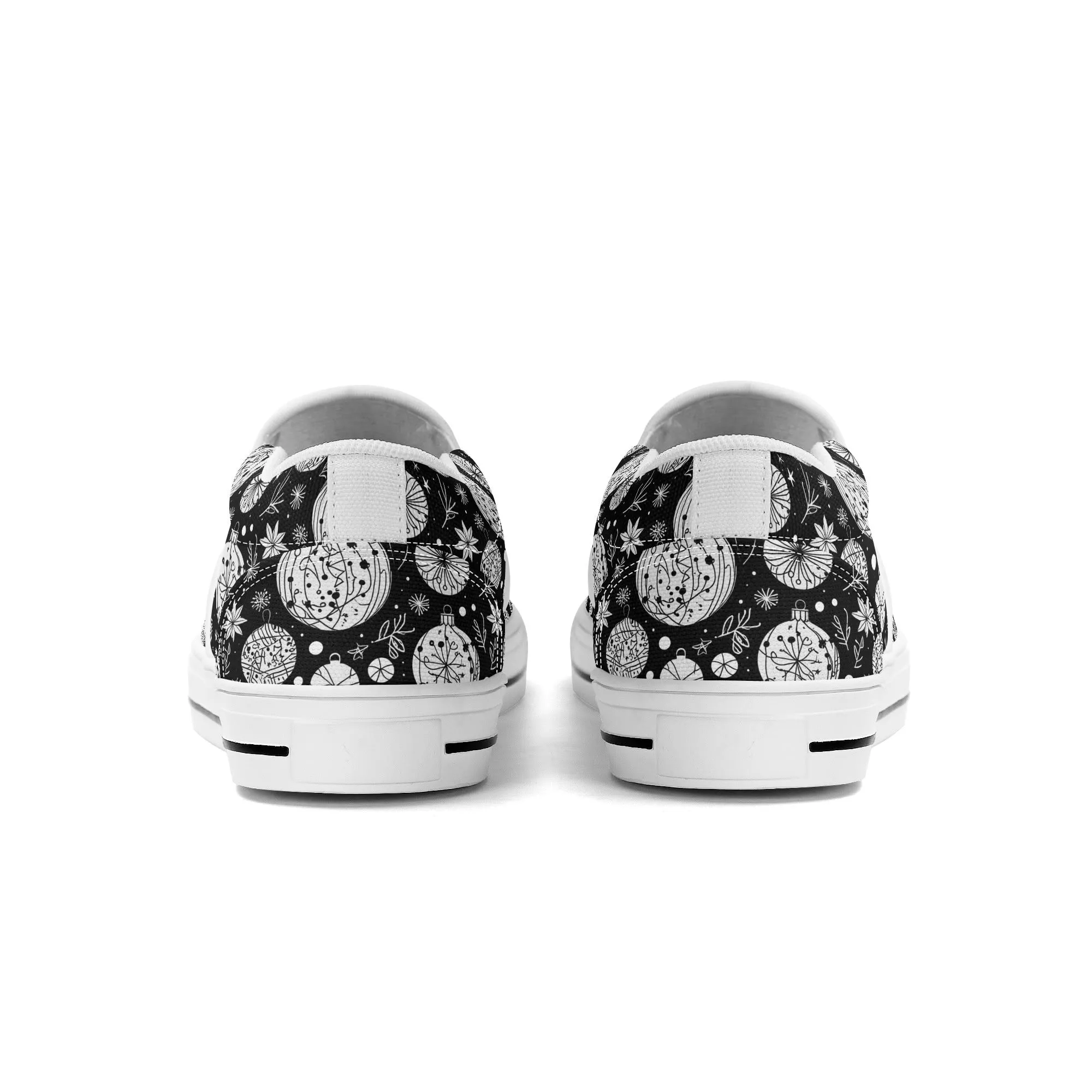 Womens Black and White Ornament Rubber Slip On Shoes