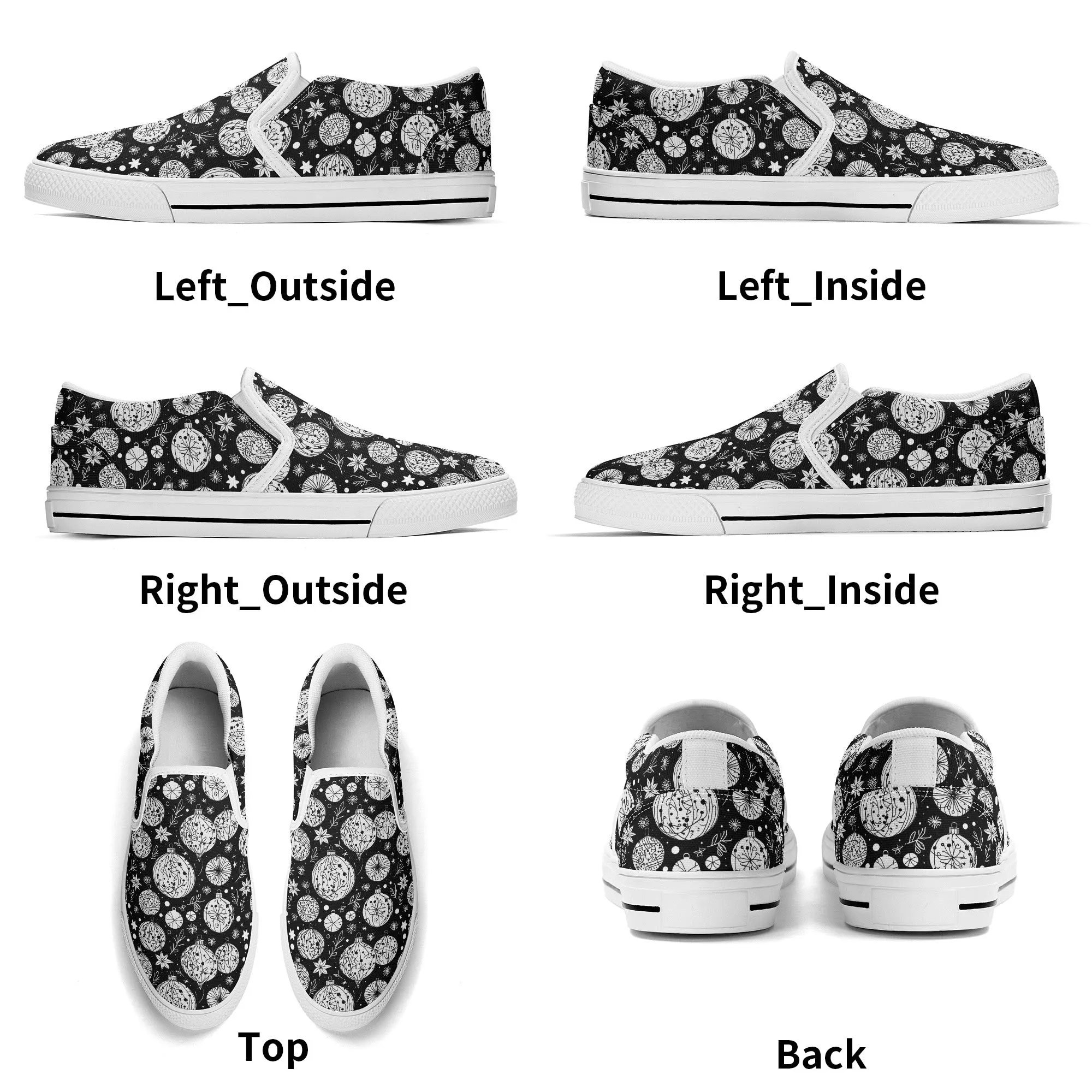 Womens Black and White Ornament Rubber Slip On Shoes