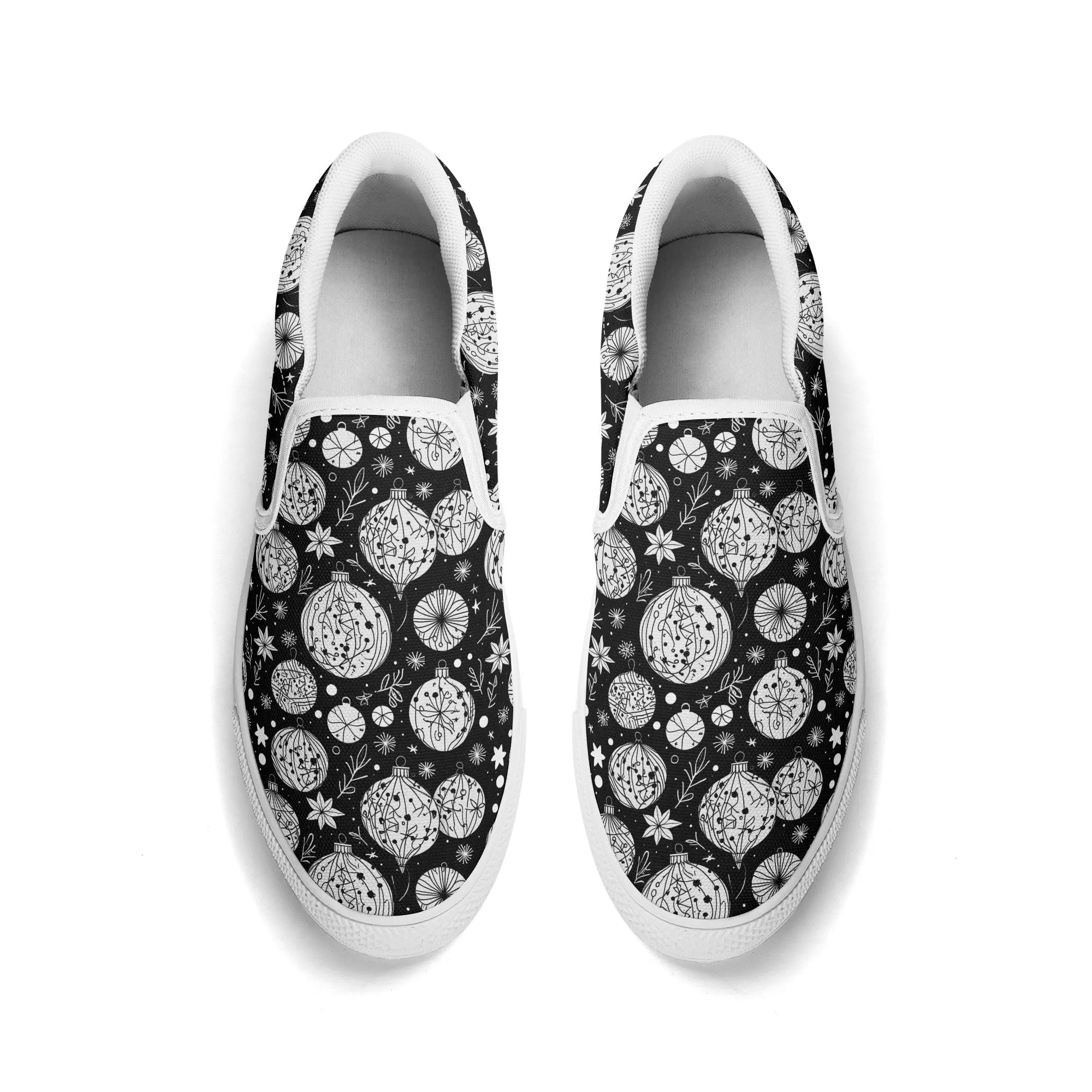 Womens Black and White Ornament Rubber Slip On Shoes