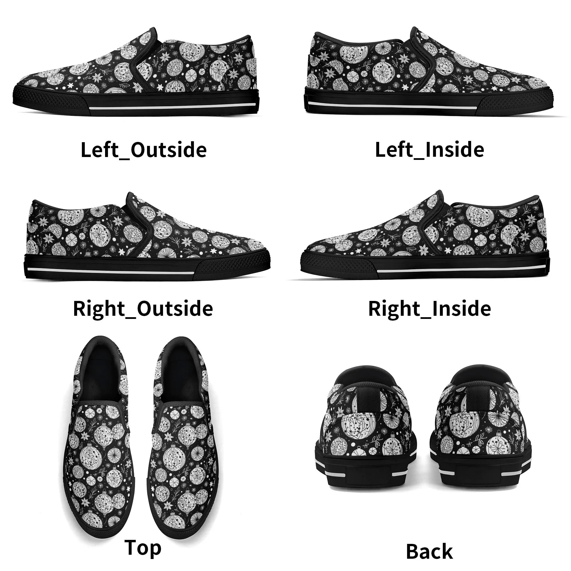 Womens Black and White Ornament Rubber Slip On Shoes