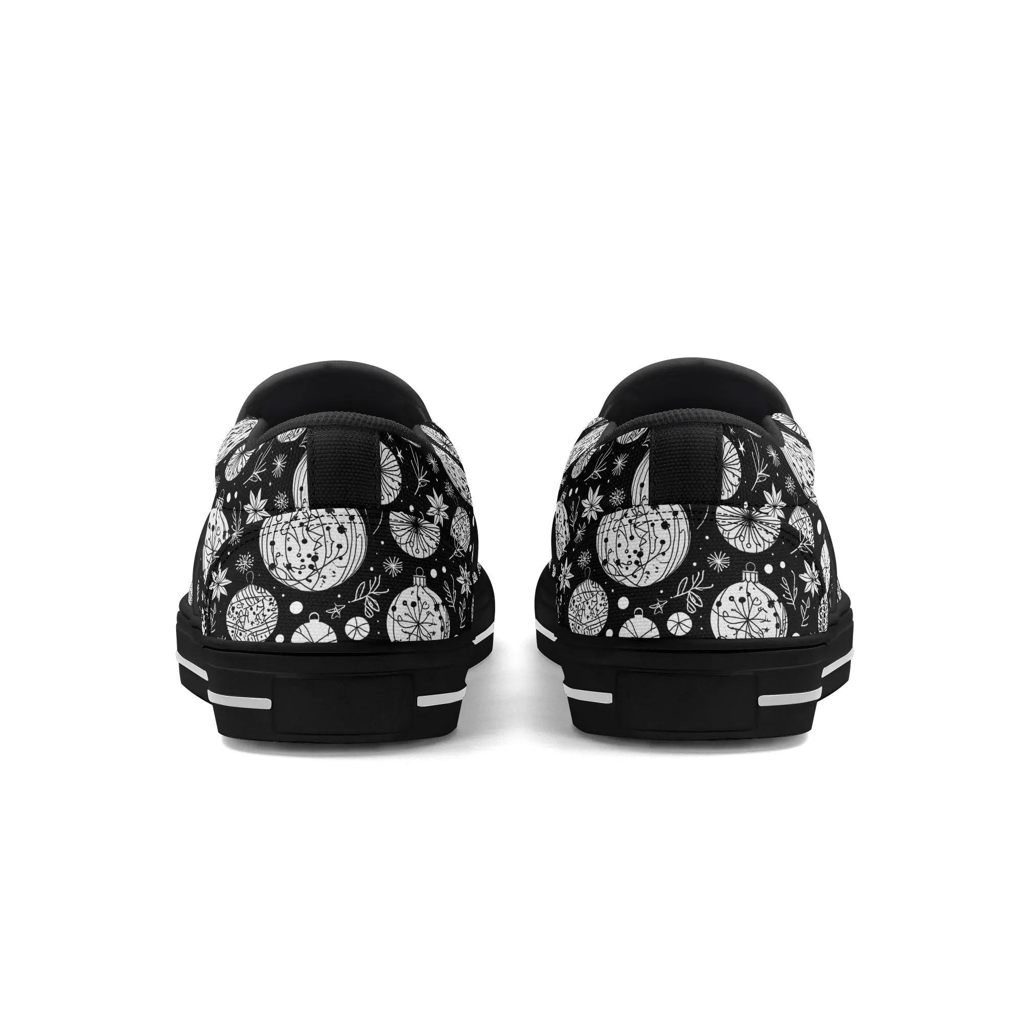 Womens Black and White Ornament Rubber Slip On Shoes