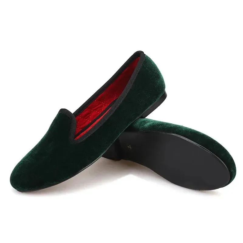 Women's Velvet Loafers Red Insoles